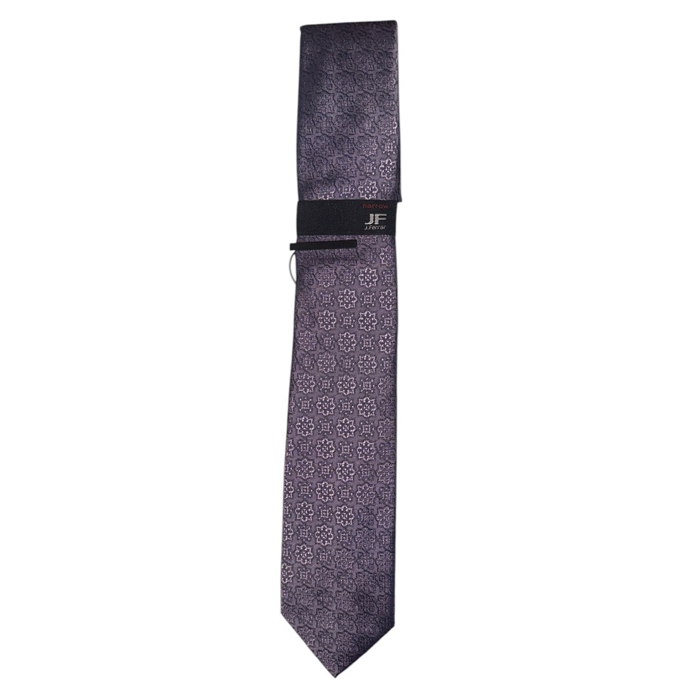NWT Retail $34 JF J.Ferrar Geometric Purple Men's Tie